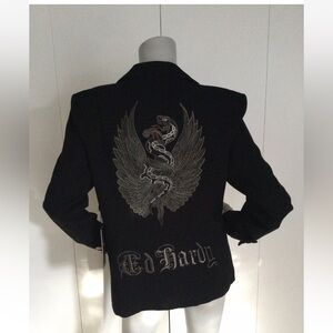 Ed Hardy Black Jacket with Snake and Wings Size L